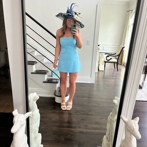 Elegant Blue Strapless Dress